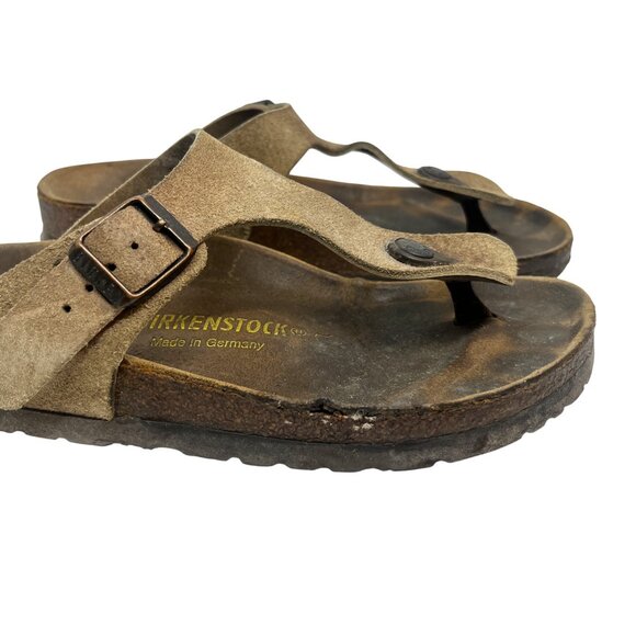 2 PAIR BIRKENSTOCK GIZEH SANDALS SZ 37 BLACK & TAUPE LEATHER SUEDE MADE GERMANY - Picture 7 of 16